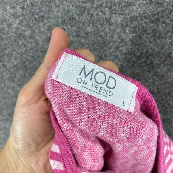 ModOnTrend Dress Women L Large Pink Geometric Shift Midi Sleeveless Halter Neck - Picture 7 of 9